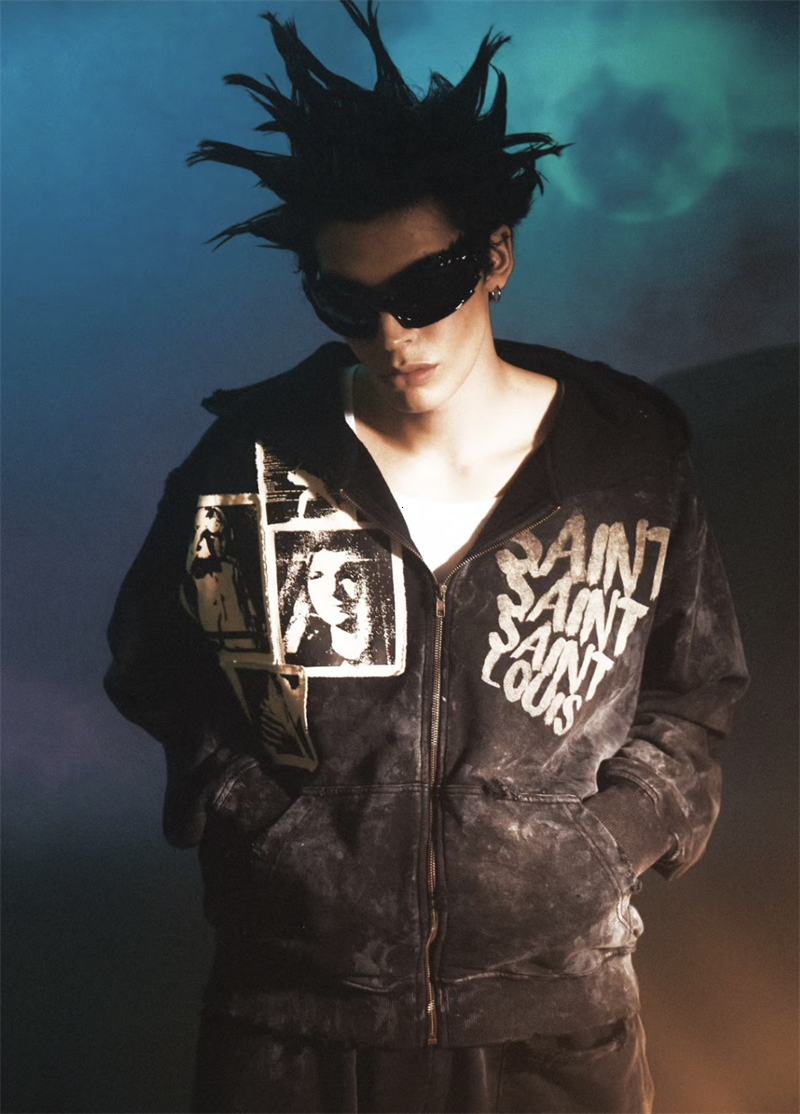 Portrait Photo Print Saint Zipper Hoodies Men Women Best Quality Vintage Oversize Sweatshirts Hooded With Tag