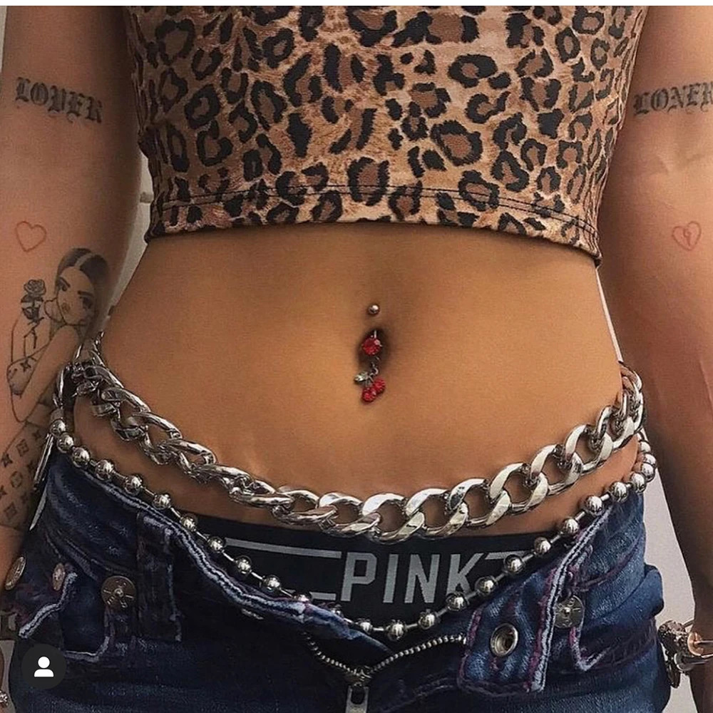 Fashion Punk Metal Body Chain Jewelry Ball Waist Chains Necklace For Women Sexy Waist Belly Belt Festival Girls Accessories 241225