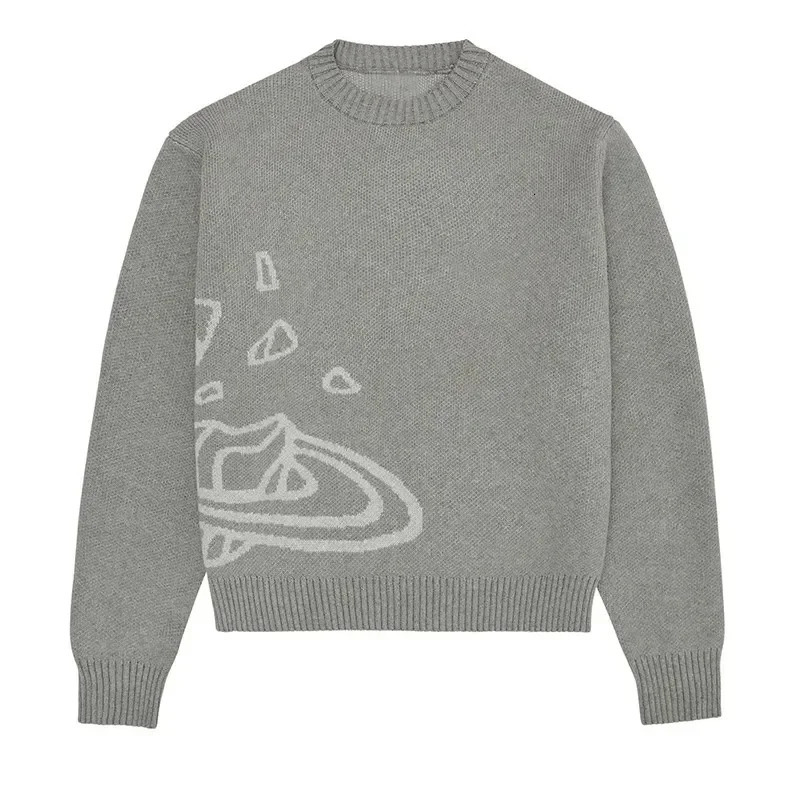Y2k comfortable clothes sweater planet cosmic star knit jumper teen traf ladies top black thermal mens loose 241225