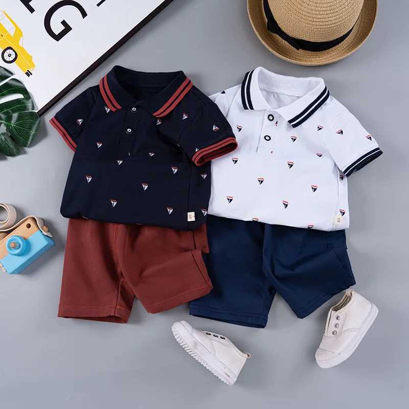 Clothing Sets Childrens Suit Summer New Fashion Baby Short-Sleeved Shorts Childrens Two-Piece Toddler Suit Short-Sleeved Boys Casual SuitY241225OX7L