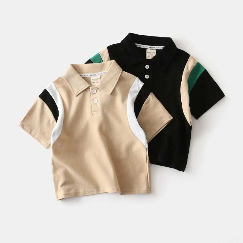 Summer Kids Fashion Breathable Cotton Polo Shirt Tops Boys Casual Short Sleeve T-Shirt with Contrast Color Ages 2-7 OptionalXJ241225