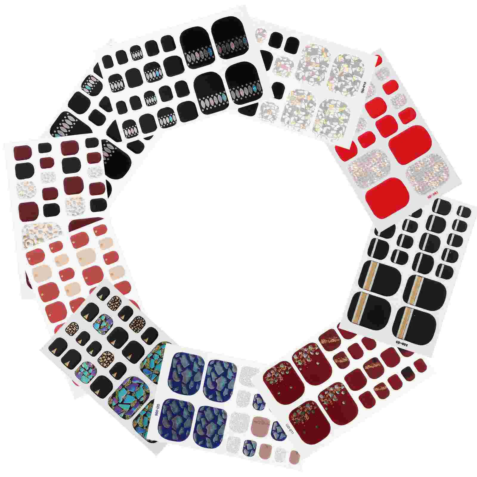 12 Pcs Pedicure Films Nail Supplies Decals Fingernails Tips Toenails Sticker Stickers Women Summer 241225