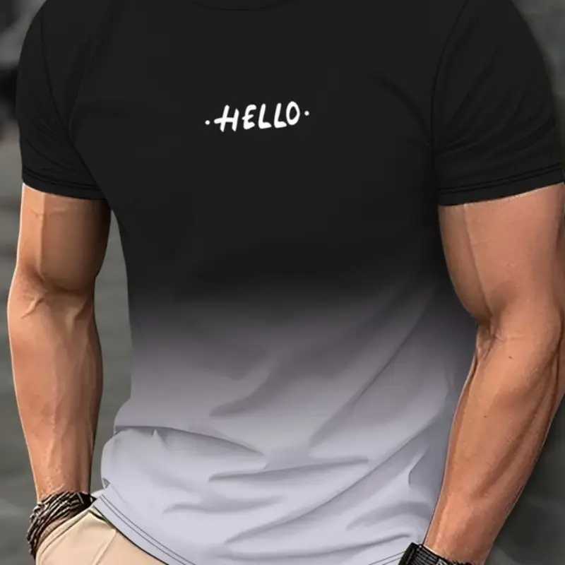 Mens Gradient Color Pattern TShirt Casual Breathable O-Neck Short Sleeve Tee For Outdoor Activities Summer Oversized Streetwear Tops W250616