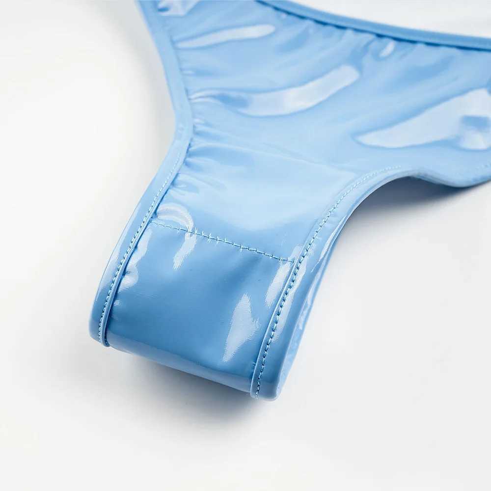 Sexy Bikini 2024 Womens Shark Printed PU Swimsuit Split Swimsuit Low Waist Leather Bikini Set Beach SwimsuitW241225