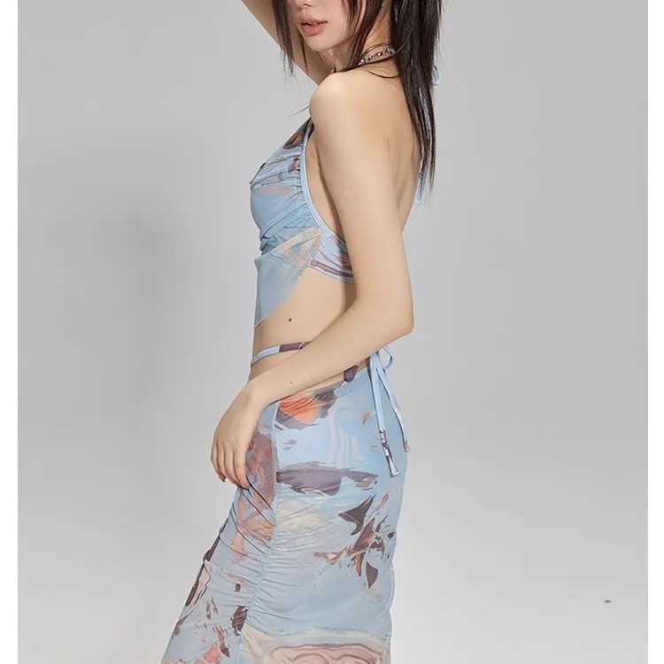 2024 New Split style Long sleeved Luxury Feeling Bikini Covered Meat Tight Spa Resort SwimsuitW241225