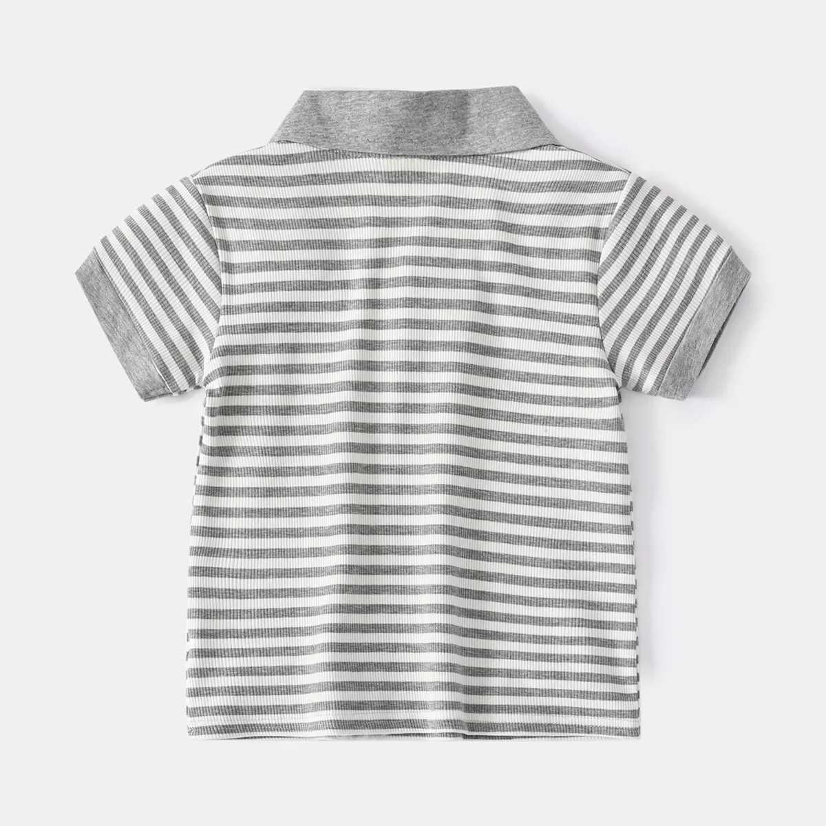 Summer Boys Short Sleeve Casual Breathable Cotton T-shirt Kids Contrast Color Striped Polo Shirt Top 3-8 Years Optional 3 ColorsXJ241225