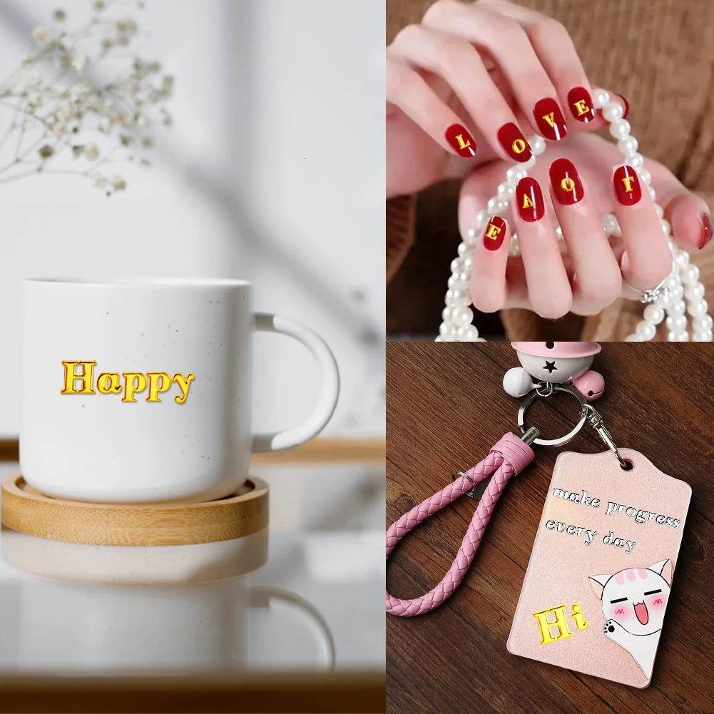 Nail Sticker Set Salon Art Gift Small Alphabet Decoration Accessories English Letters DIY Assorted Self Adhesive With Tweezer 241225
