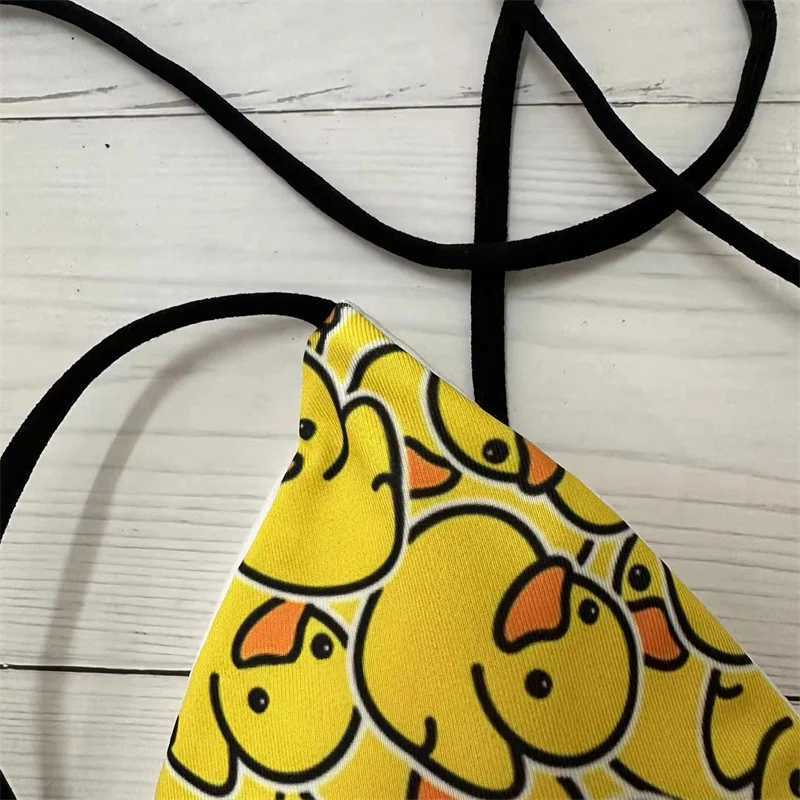 Interesting Little Yellow Duck Printed Bikini Set Womens Swimsuit New Sexy Swimsuit Lace Bikini Underwear Backless Swimsuit BiquiniW241225