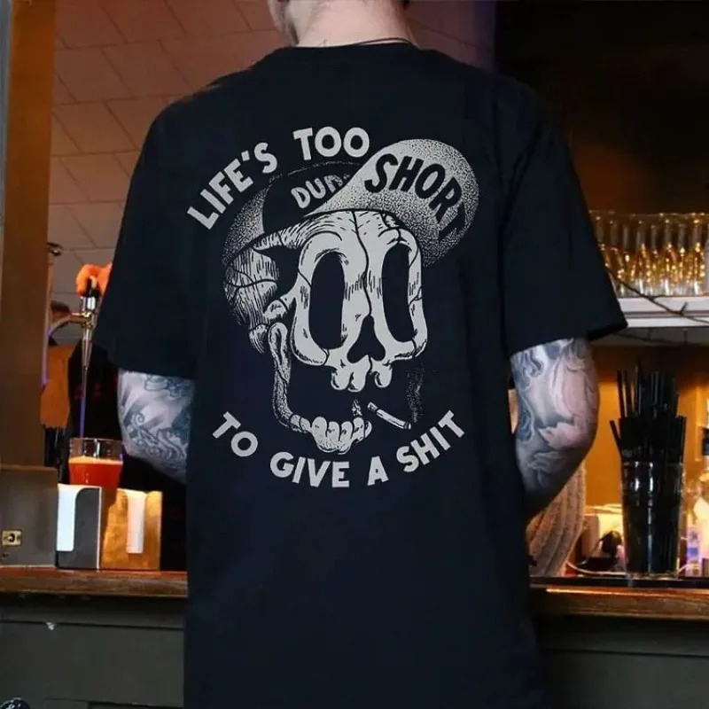 Mens T Shirt skeleton Graphic print Unholy Y2k Style Cotton Casual tee Vintage Harajuku Clothing Streetwear Oversized Loose top 241224