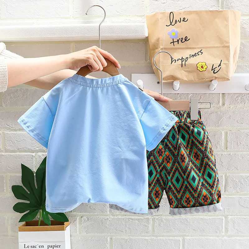 Clothing Sets Summer Baby Boy Clothes Set Kid Girl Letter Print Tshirts and Shorts 2 Pieces Suit Children Fashion Top Bottom Outfits with BagY241225IF