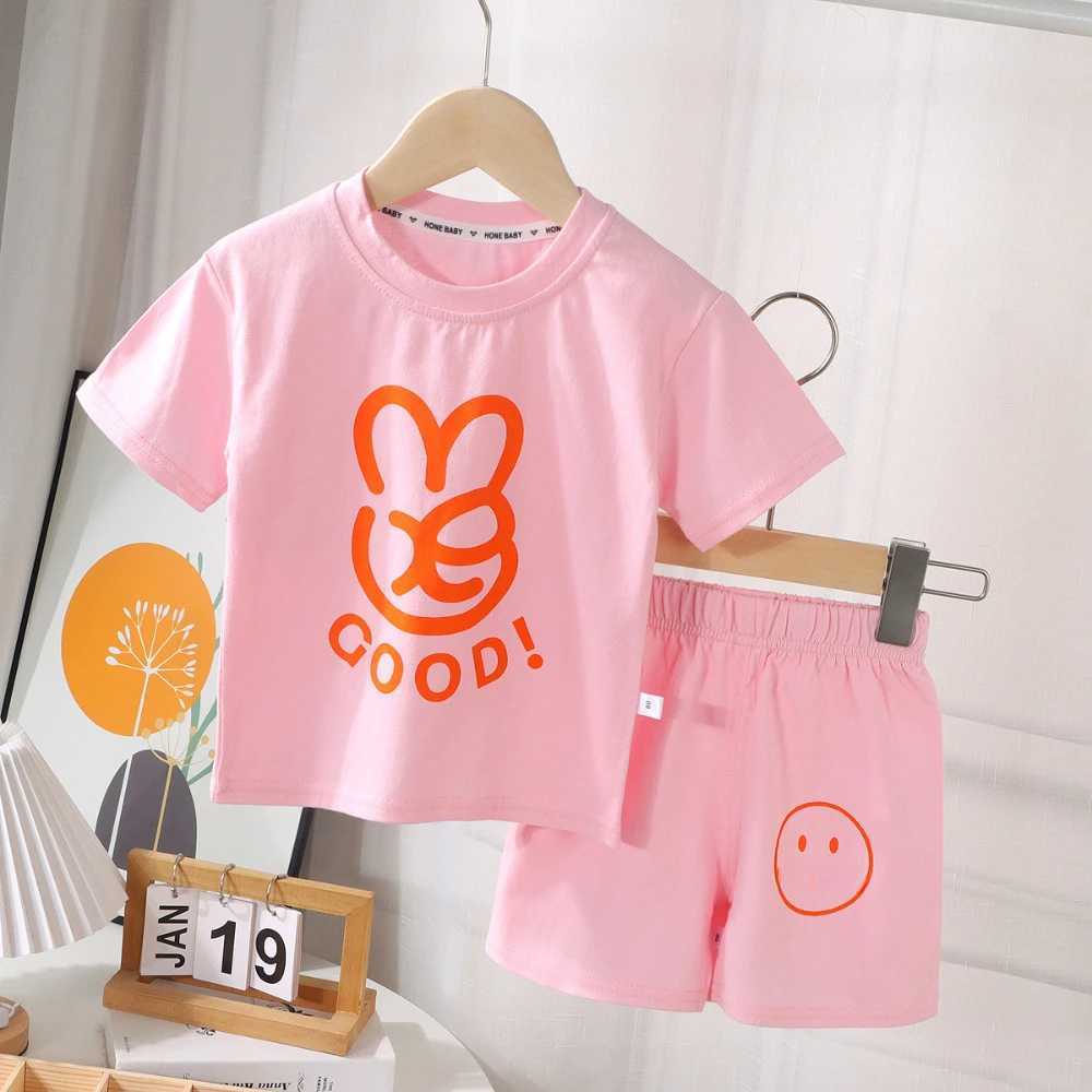 Clothing Sets Summer Baby Girls Clothes Set Casual Children Girls Letter Short Sleeve Tshirts and Shorts Suits Kid Top Bottom Outfits HomewearY2412257