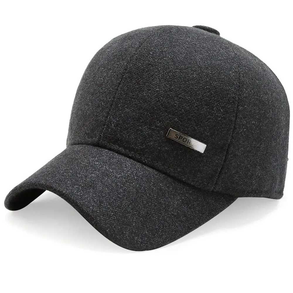Fashionable breathable baseball cap big head leather cap sports cap warm ear protection duck tongue cap W241225