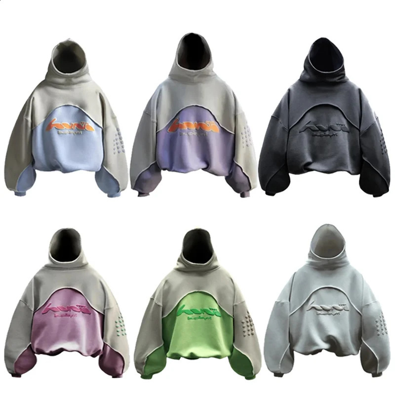 Y2K Fashion Vintage Hoodie High Quality Foam Printing Splicing n Pullover Men Women Hip Hop Streetwear Oversized Sweatshirt 241220