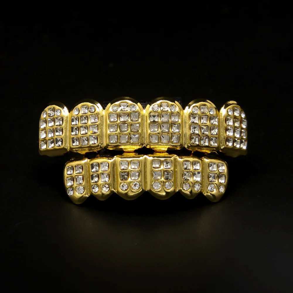 Rock Bling Teeth Grillz Top Bootom Dental Mouth Punk Teeth Cs Cosplay Party Tooth Rper Hip Hop Jewelry TG007XJ241225