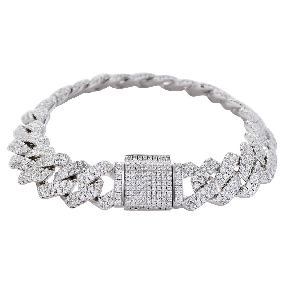 13mm 7inch 8inch Brass Iced Out Bling Chain Bracelet for men Jewelry Brass CZ Cuban Bracelet hip hop BB004 241225
