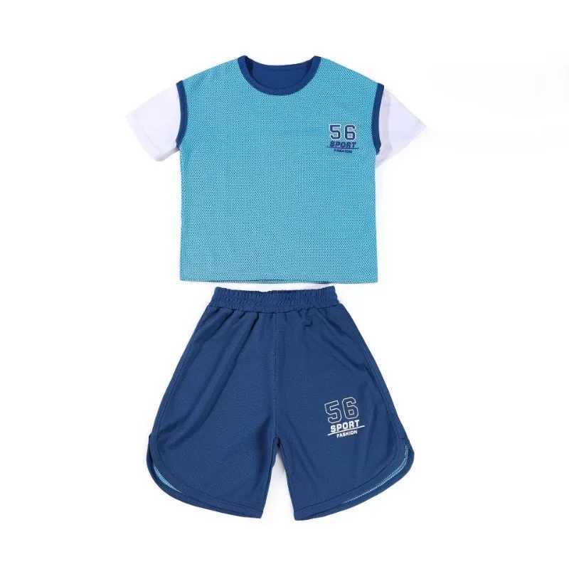 Clothing Sets Boys Clothes Summer Quick Drying Football Uniform Contrast Sleeve Top Shorts 2 Pieces Set Teenage Boy Breathable TracksuitY2412251GMQ