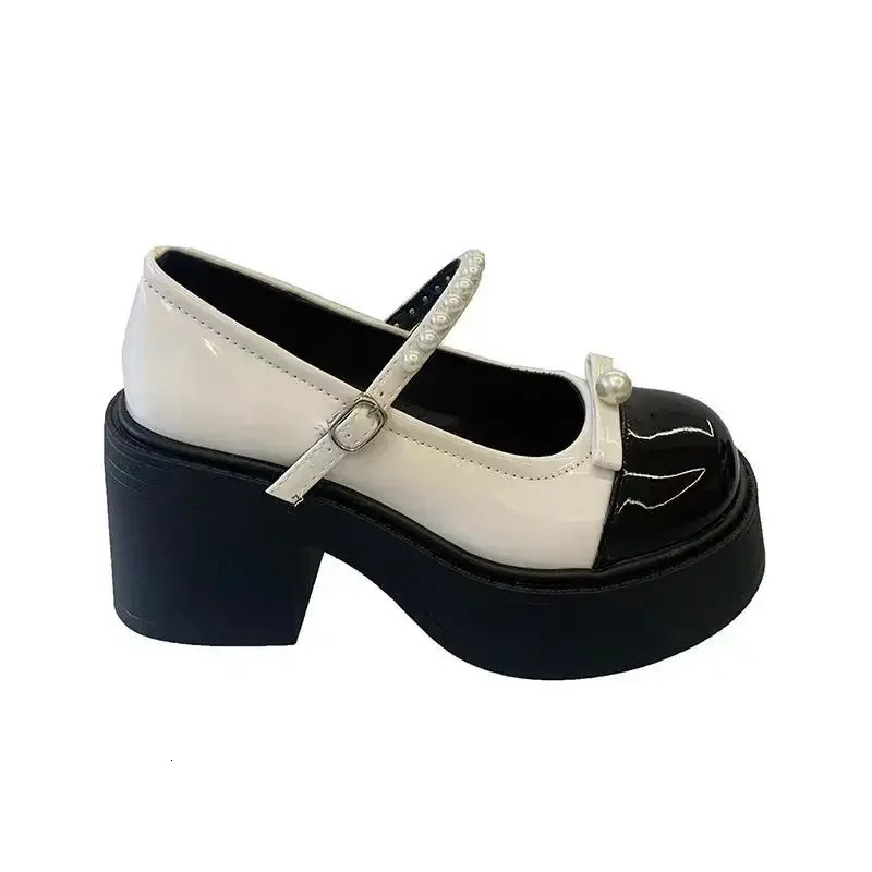 Shoes Female Mary Janes Womens High Heels Fashion Buckle Strap Office and Career Round Toe Platform Heelszapatos 241225