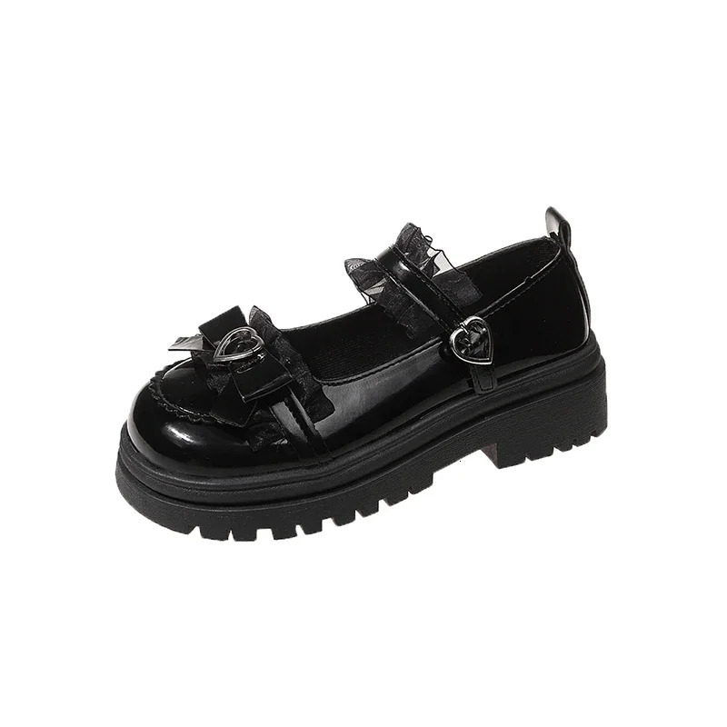 Spring and Autumn High Quality Womens Shoes Fashion Round Toe Medium Heel Bow Knot One-Word Buckle Ladies Mary Jane 241225