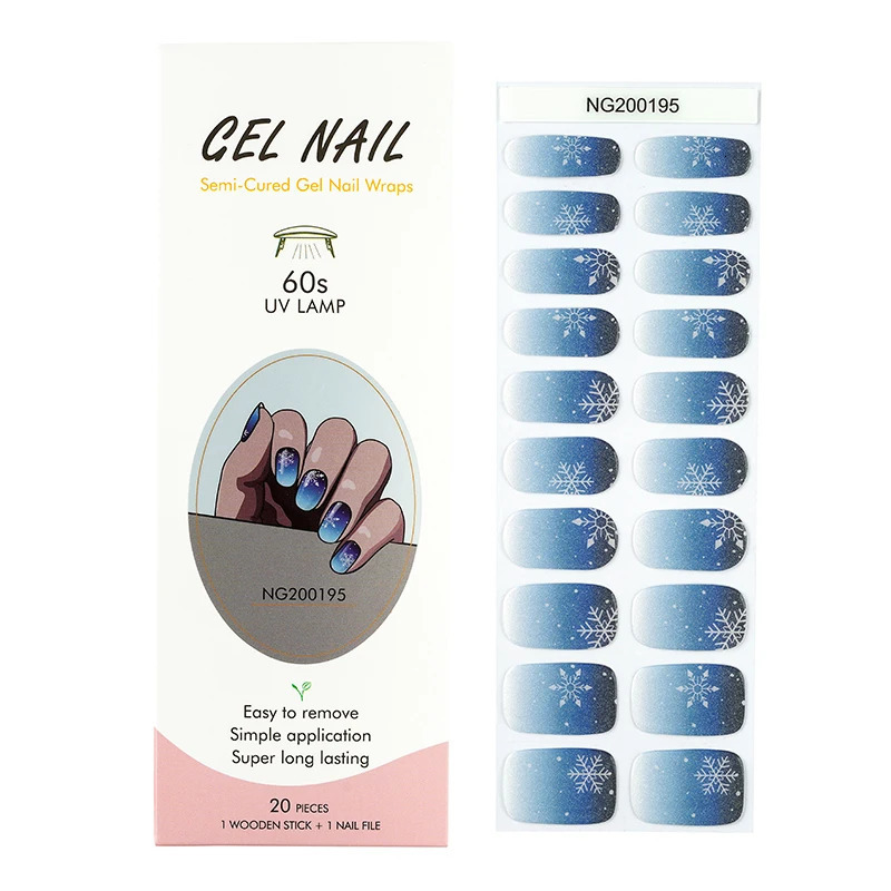 1sheet Purple Semi Cured Gel Nail Stickers Manicure Patch UV LED Lamp Semi Cured Full Cover Nail Gel Strips Fashion Nail Wraps 241225