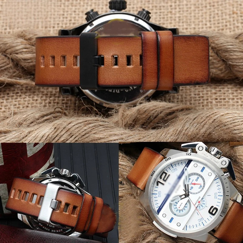22 24m 26mm men Genuine Leather band for diesel DZ7406 DZ7408 DZ4476 DZ4343 watch strap Brown watchband Retro wristband Bracelet 241225