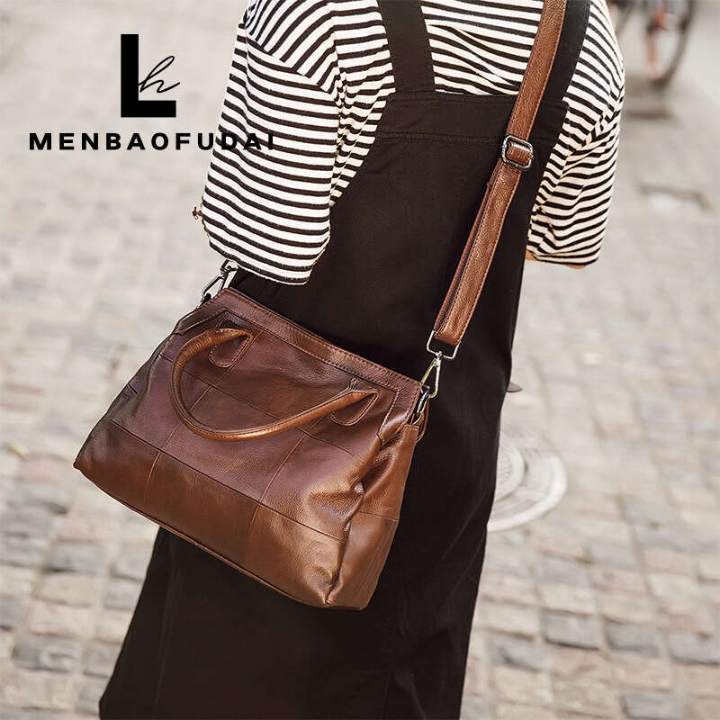 Women's Bags Handbag Guangzhou Women's New Top Layer Cowhide Handbag, Single Shoulder Diagonal Cross Bag