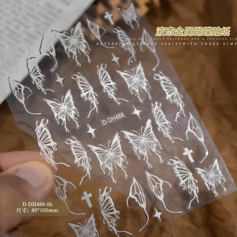 15pc Fashion Silver Star Nail Art Decals Star cross ns Self Adhesive Stickers Year Winter Gel Foils Sliders Decorations 241225