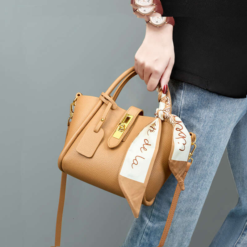 Women's Bags Handbag Cowhide Genuine Leather Small Bucket Tote Handbags For Women Trend Designer Ladies Shoulder Crossbody Bags