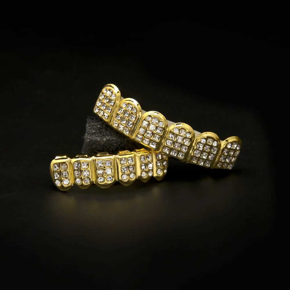 Rock Bling Teeth Grillz Top Bootom Dental Mouth Punk Teeth Cs Cosplay Party Tooth Rper Hip Hop Jewelry TG007XJ241225