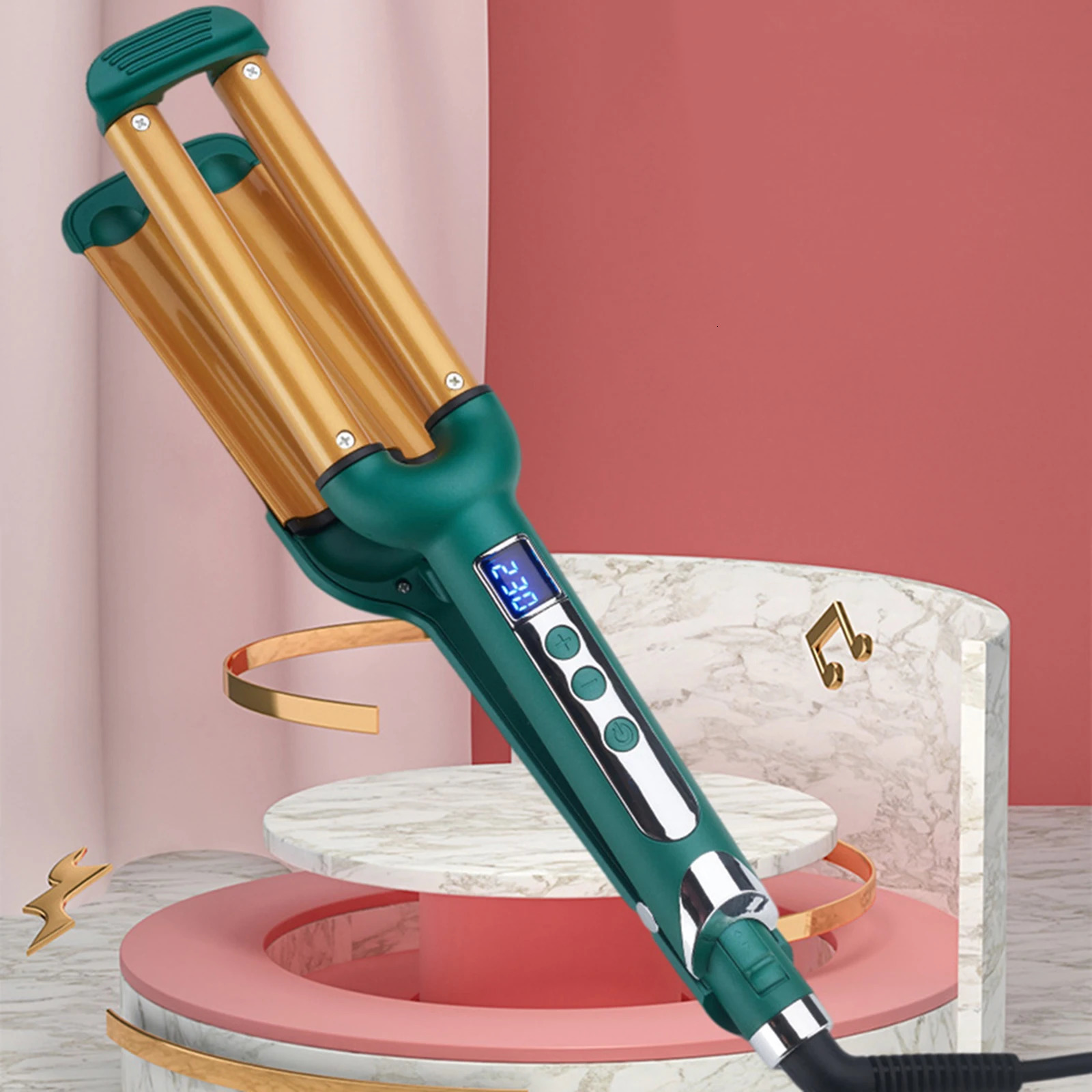 Professional Curling Iron Ceramic Triple Barrel Hair Curler with LCD Display Hair Iron Hair Styler Hair Waver Styling Tools 241225