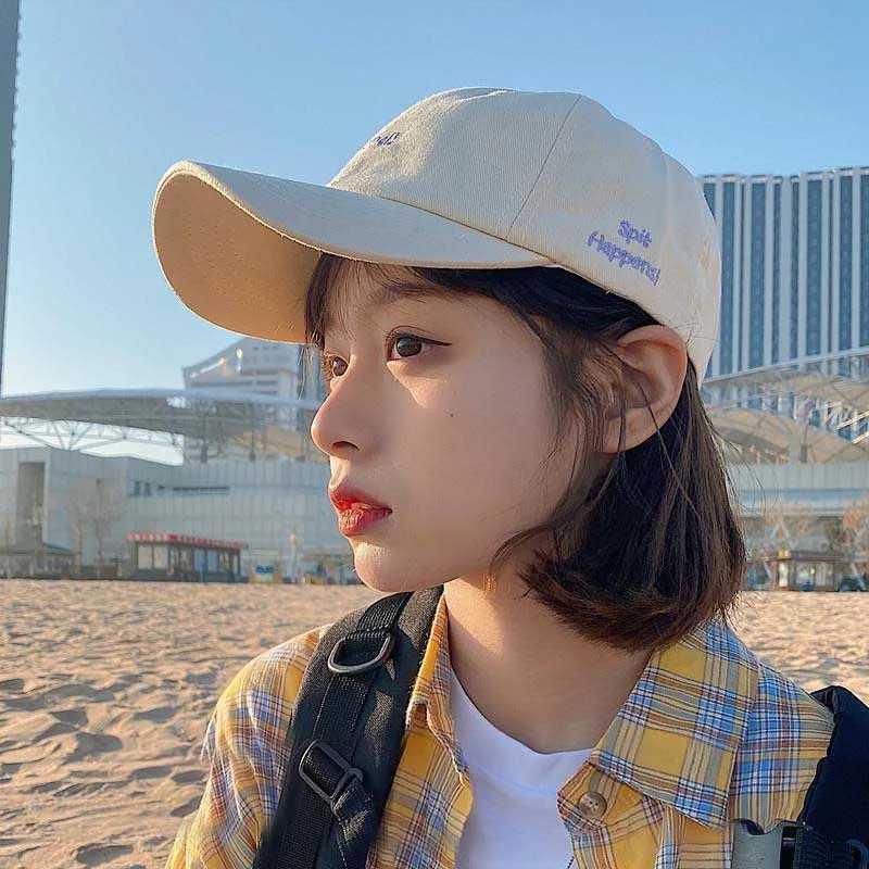 Japanese Simple Baseball Hat Fashion Letter Embroidery Adjustable Womens Sun Hat Outdoor Street Clothing Spring/Summer Leather Hat W241225
