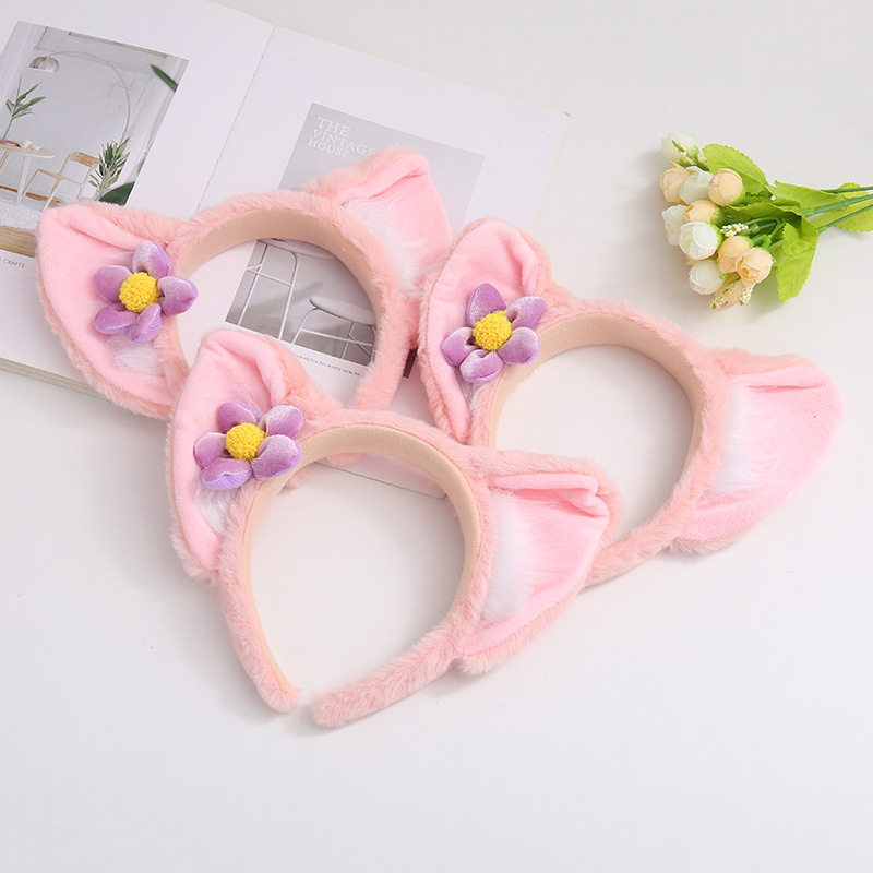 Plush Hair Band Cartoon Cute Cat's ears Steamed cat-ear shaped bread Head Band Net Red Same Style Face Wash Photo Hair Accessories Wholesale