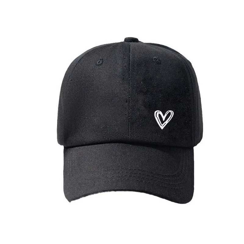 Couple Love Heart Print Baseball Hat Solid Color Cotton Peaked Hat Korean Womens Adjustable Sun Sunshade Hat Couple Love Heart Prin W241225