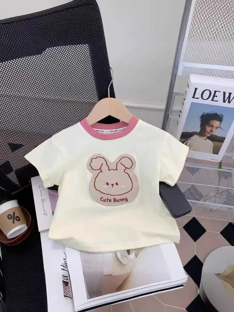 Clothing Sets Girls Suit Summer New Fashionable Childrens Summer Net Red Fashionable Baby Girl Short-Sleeved Shorts Two-Piece Cartoon SuitY241225BQKZ