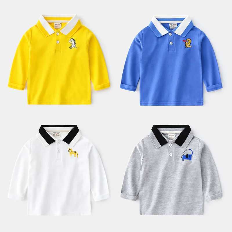 Spring Autumn Baby Boy Polo Shirt Cotton Long Sleeves Children Boy 1-6 Years Tops Animals Pattern Kid Boy ClothesXJ241225