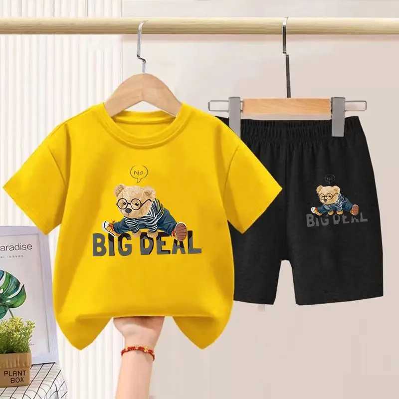 Clothing Sets Summer Baby Girl Clothes Children Short Sleeve T-shirts and Shorts 2 Pieces Set Kid Cartoon Printed Top Bottom Outfits TracksuitY2412254