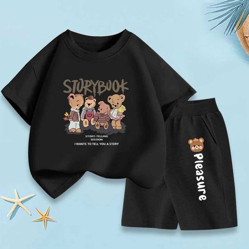 Clothing Sets Baby Girl Clothes Summer Cartoon Bear Printed T-shirts and Shorts 2 Pieces Set Children Boy Short Sleeve Top Bottom OutfitsY2412252080
