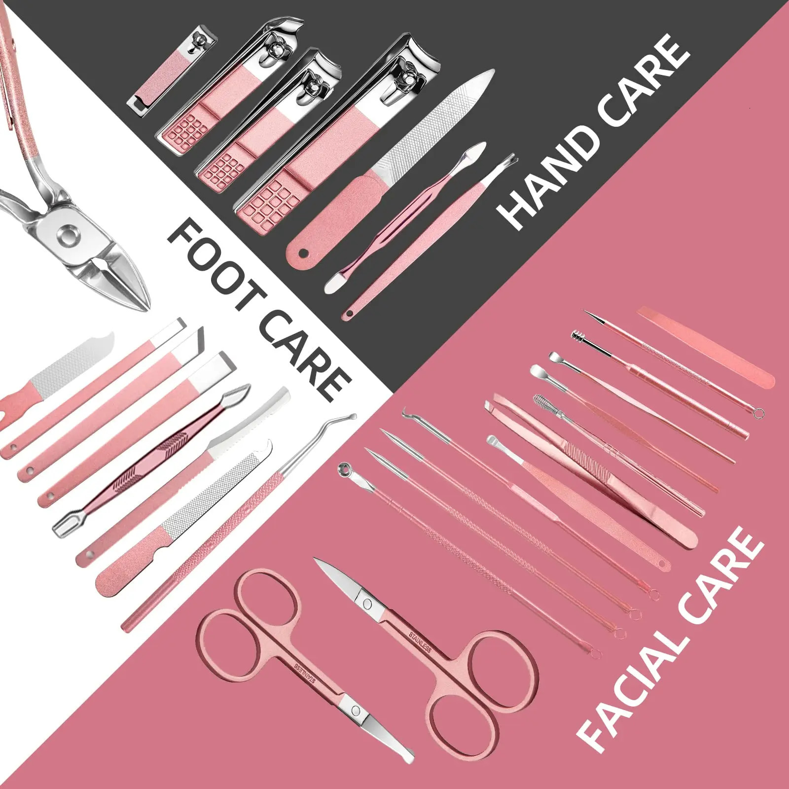 30/25pcs Manicure Set Nail Scissors Professional Stainless Steel Nail Clipper Travel Grooming Kit Quality Manicure Complete Kit 241225