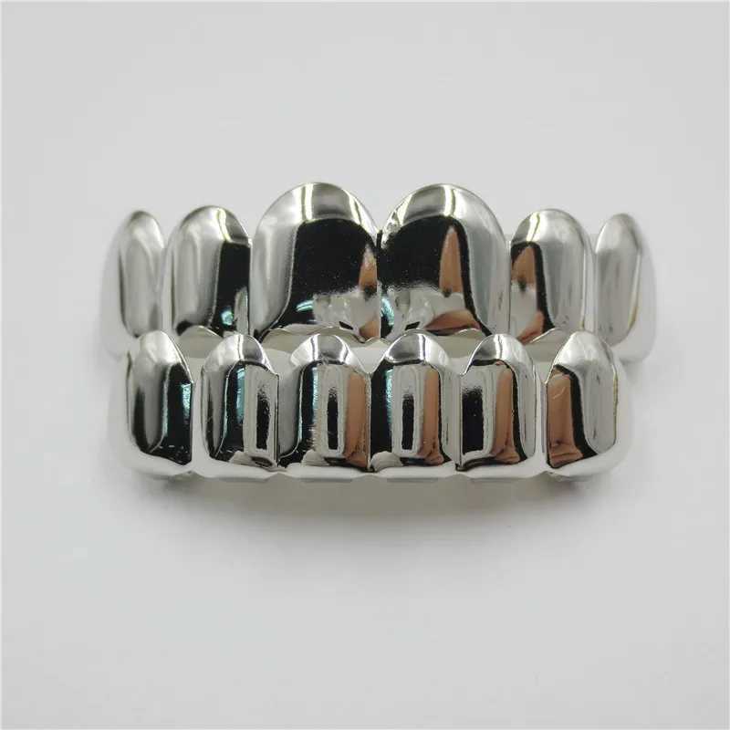 Hip Hop Teeth Grillz Set For Unisex Top Bottom Mouth Gold Silver Color Teeth Grills Tooth Cs Removable Fashion Jewelry AdultsXJ241225