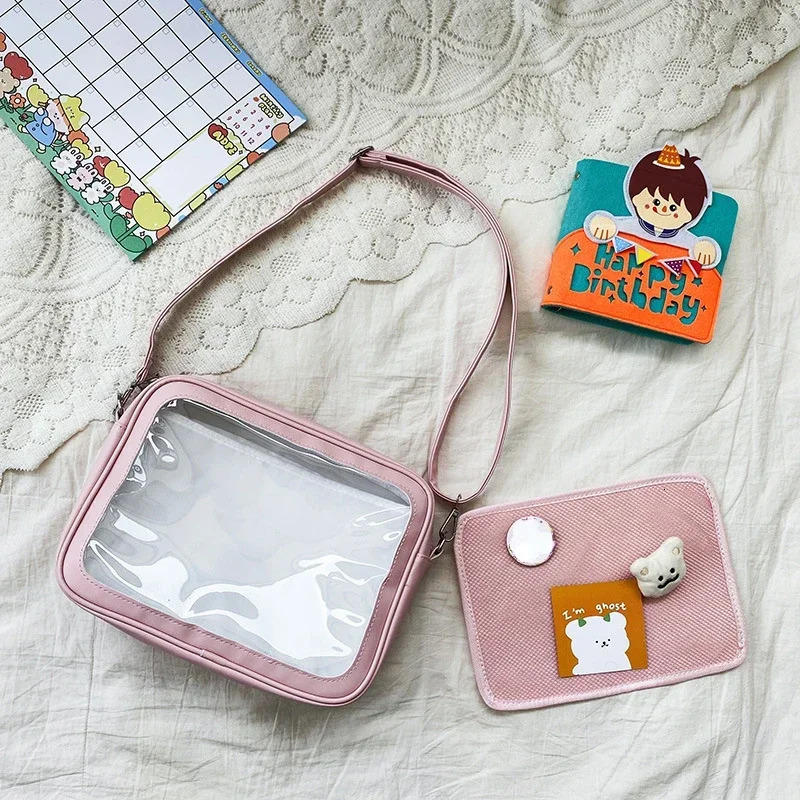 Pu Ita Bag Crossbody Women Sweet Lolita Bags Cute Transparent Pocket Japanese Style Shoulder Bag Purses and Handbags 250103