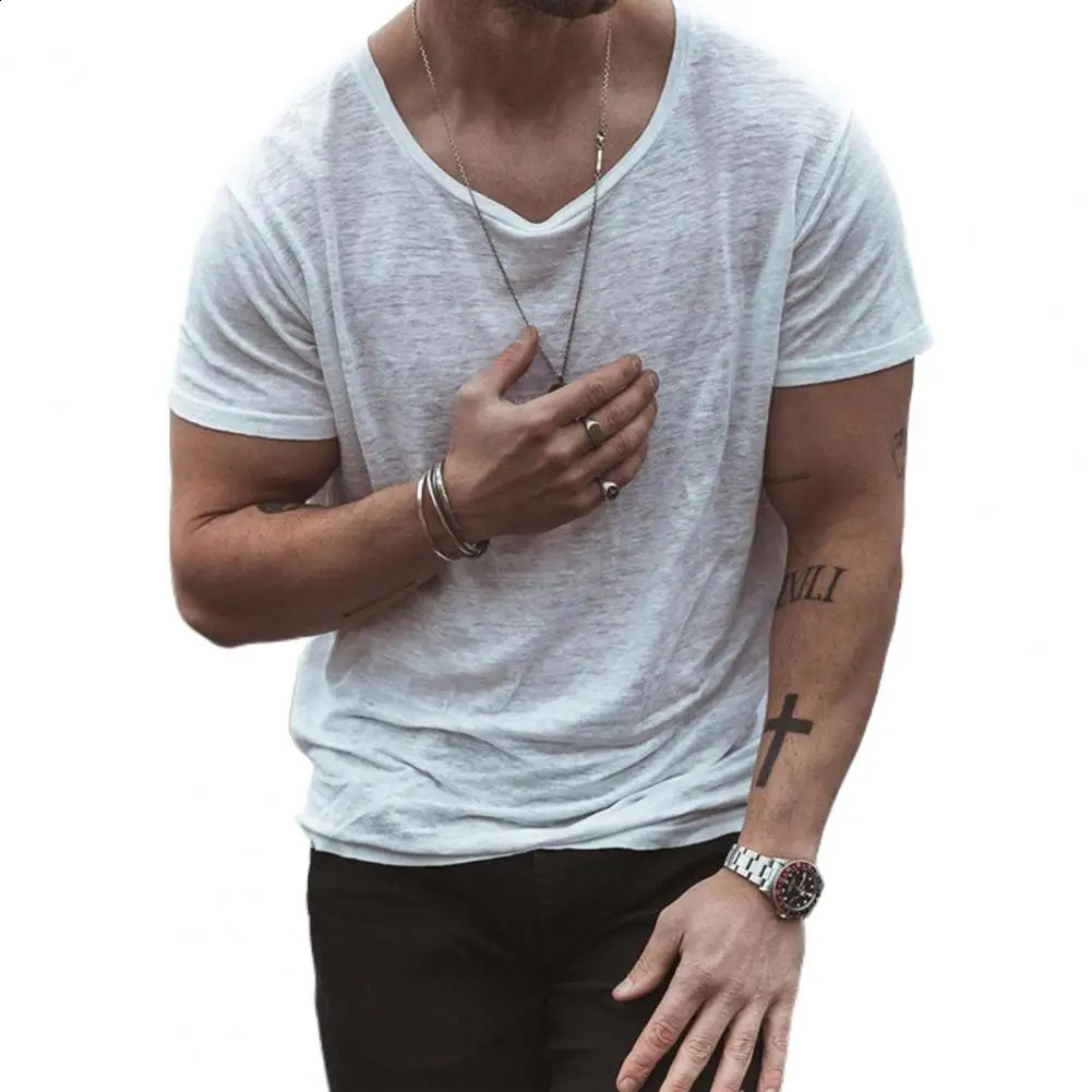 Chic Summer Tshirt Quick Dry Tops Basic Breathable Short Sleeves Round Neck Men 241223
