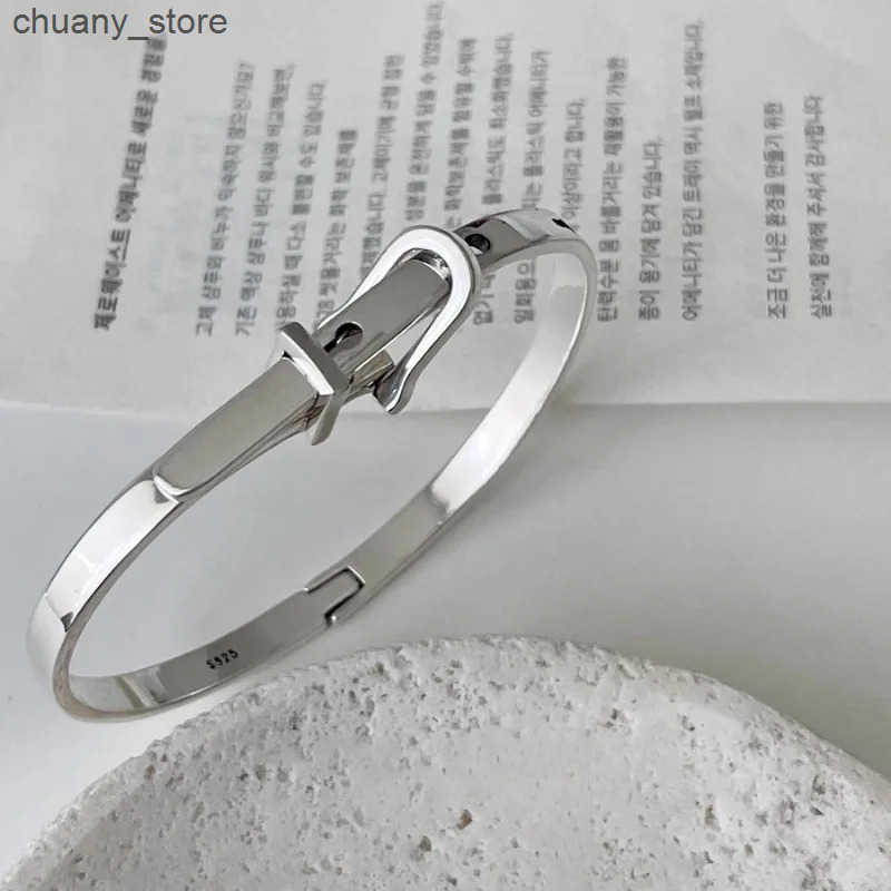 Chain 2024 New Arrival Trendy Belt Buckle Design Thai Silver Ladies Bangle Jewelry For Women Christmas Gifts No Fade L240910