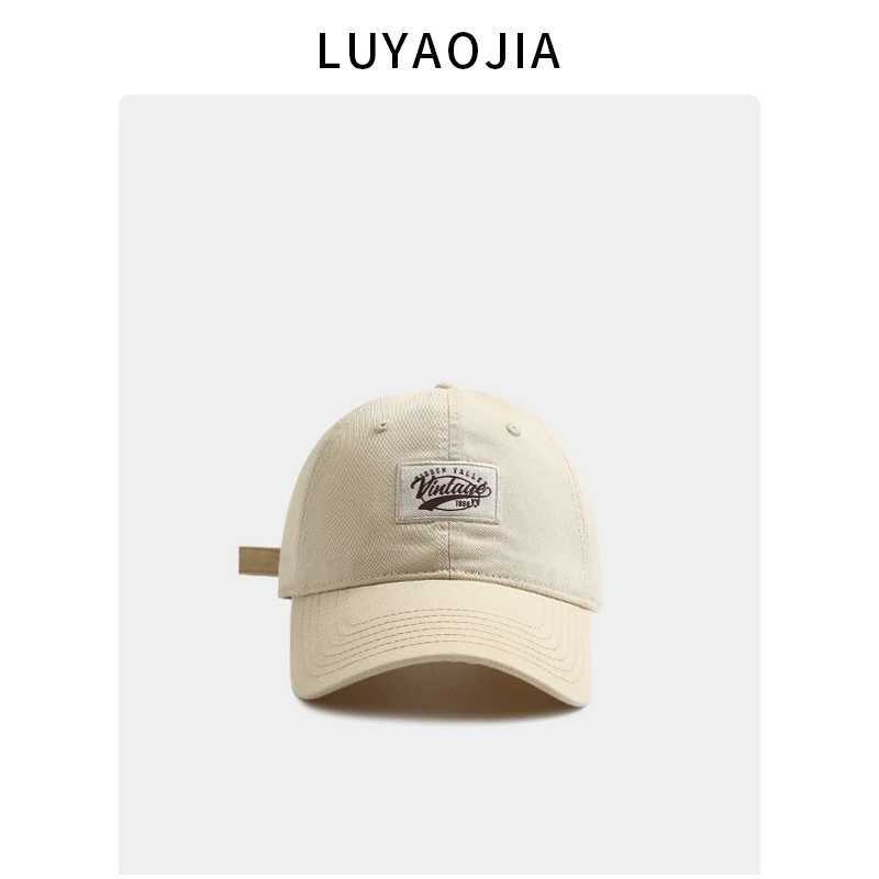 Cloth Label Letter Baseball Hat Womens Korean Style Paradigm Facial Styling Spring/Summer Couple Casual Pea Hat Mens Style W241225