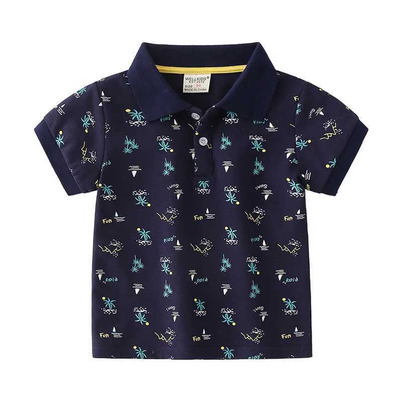 Boys Polo Shirts Turn-down Collar Summer Tree Short-Sleeved Children Top Wears Kids Casual ClothesXJ241225