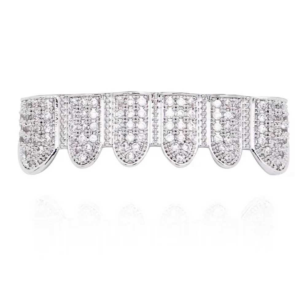 Punk Long Stick Vertical Bar Zircon Teeth Grillz Hip Hop CZ Stone Tooth Cs For Women Men Bo Jewelry GiftXJ241225