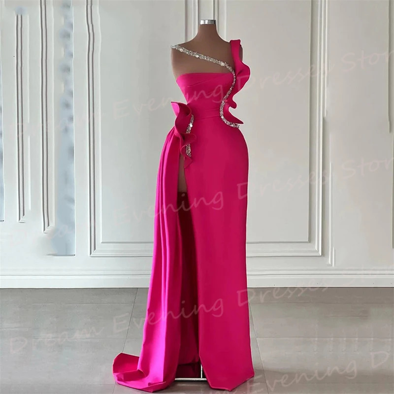 Fashionable Womens Mermaid Evening Dresses Charming One Shoulder Sleeveless Prom Gowns Side Split Vestidos De Fiesta Customized 241223