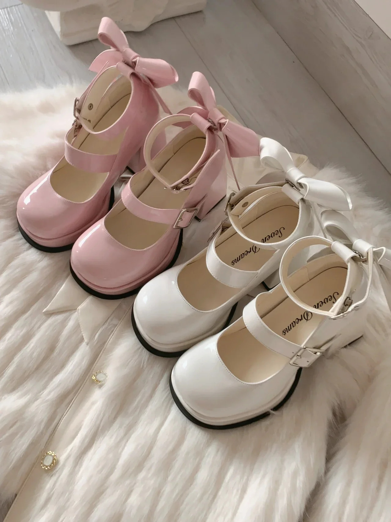 Bow Mary Jane High Heels Cute and Comfy Womens Pumps with Bow Tie for Casual Italian Shoes and Bags Matching Set 241225