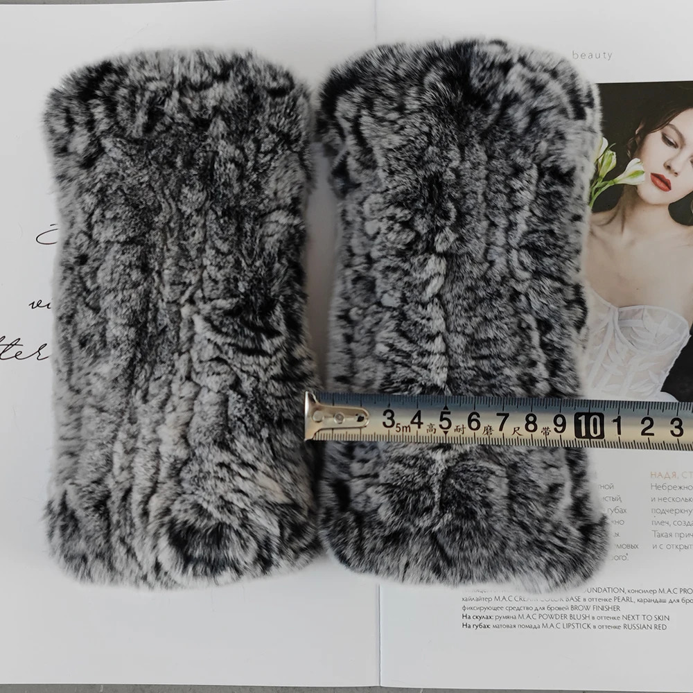 Arrival Lady Natural Real Rex Rabbit Fur Mitten Good Elastic Knitted Genuine Fur Mittens Women Winter Warm Real Fur Gloves 241225