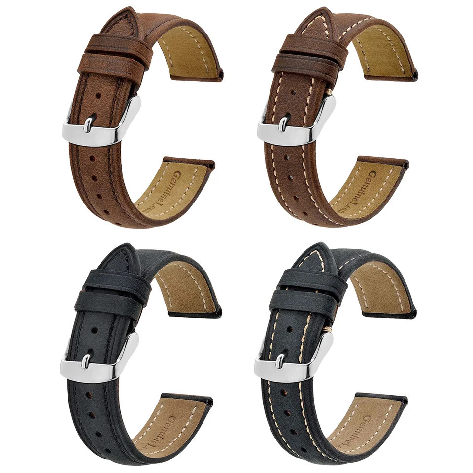 BISONSTRAP Geniune Leather Watch Strap 14mm 17mm 18mm 19mm 20mm 21mm 22mm 23mm 24mm Replacement Bracelet for Men Women Watchband 241225