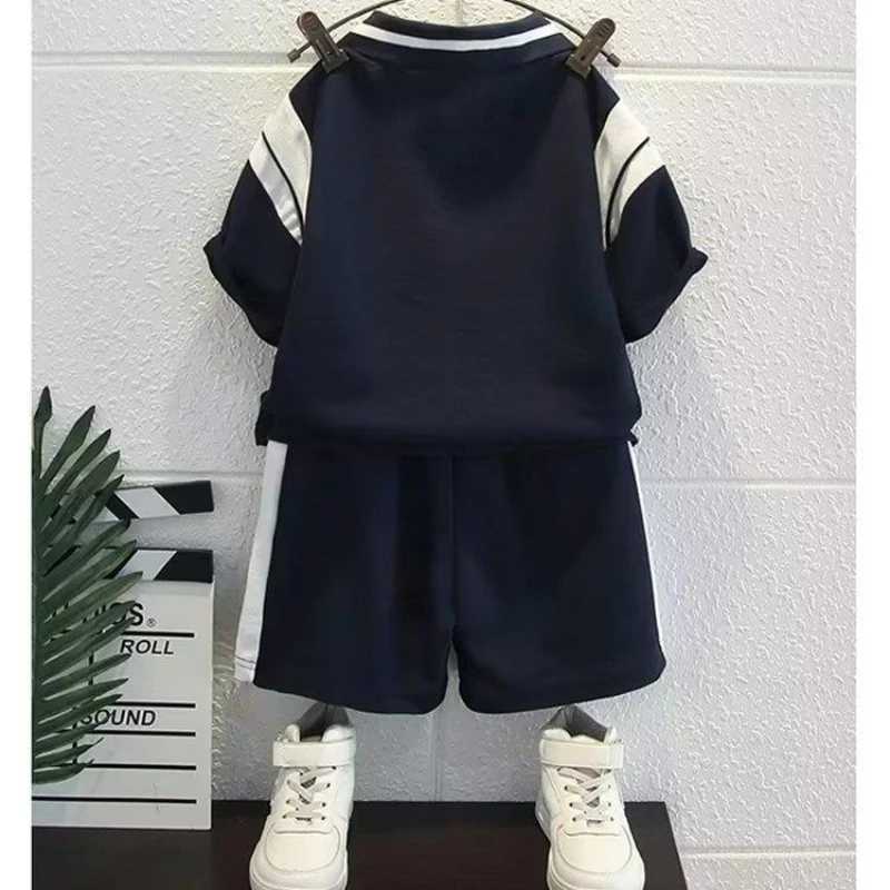 Clothing Sets Baby Boy Clothes Set Letter Lapel Tshirts and Shorts 2 Pieces Summer Short Sleeve Top Bottom Outfits Stripe splicing TracksuitsY24122533