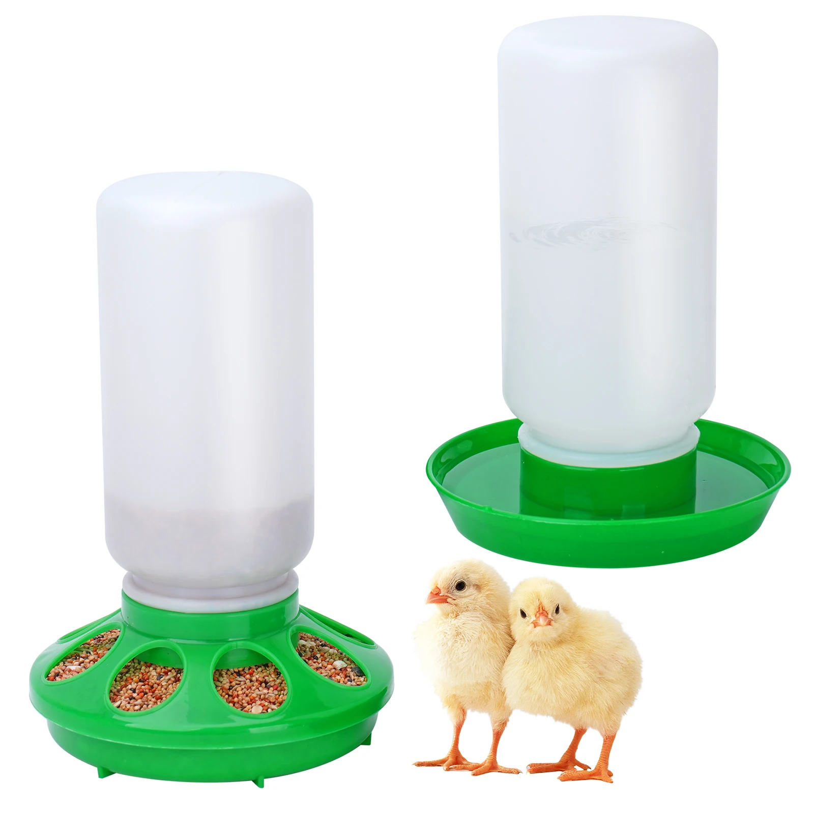 1L Chicken Feeder Bucket and Water Fountain Poultry Automatic Chick Drinker Bucket Drinking Quail drinking Bird equipment 2Pcs